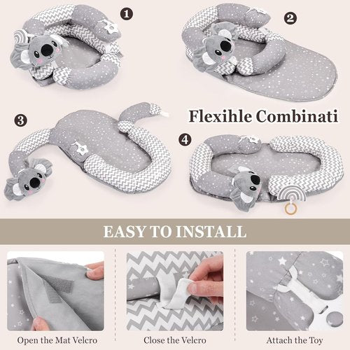 Koala 4-in-1 Tummy Time Mat - Educational Play Mat & Sitting Support for Infants 0-12 Months