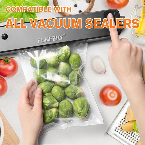 FUNFERY Vacuum Sealer Bags - Precut Food Storage Solution | 200 Quart, 8" x 12", BPA Free for Sous Vide & More