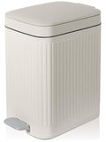 Rejomiik Small Bathroom Trash Can - Slim Soft Close Lid Wastebasket | 1.9 Gallon Cream Color