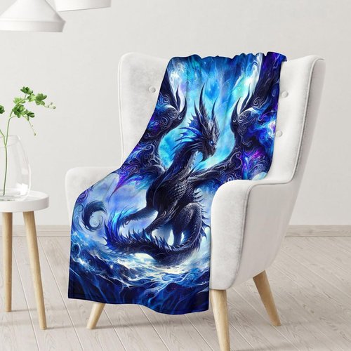 Dragon Blanket - 50 x 60 Throw Size Soft Fuzzy Plush Throws Gifts for Boys - Kids Throw Blankets Stuff for Sofa, Couch