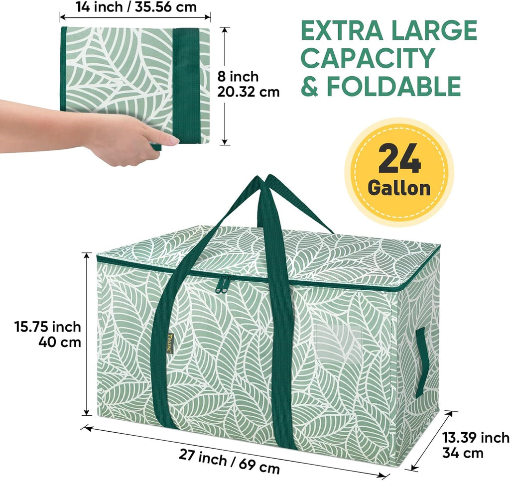 BALEINE Oversized Moving Bags - Heavy-Duty Storage Totes with Reinforced Handles | 2-Pack Antique Foliage