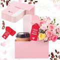 MotiMind 20 Pack 2 Cup Drink Carrier with Handle Kraft Paperboard Cup Holder Portable for Mother's Day Teachers' Day for Hot Cold Drinks Coffee Caddy with Heart Card Rope (Pink)