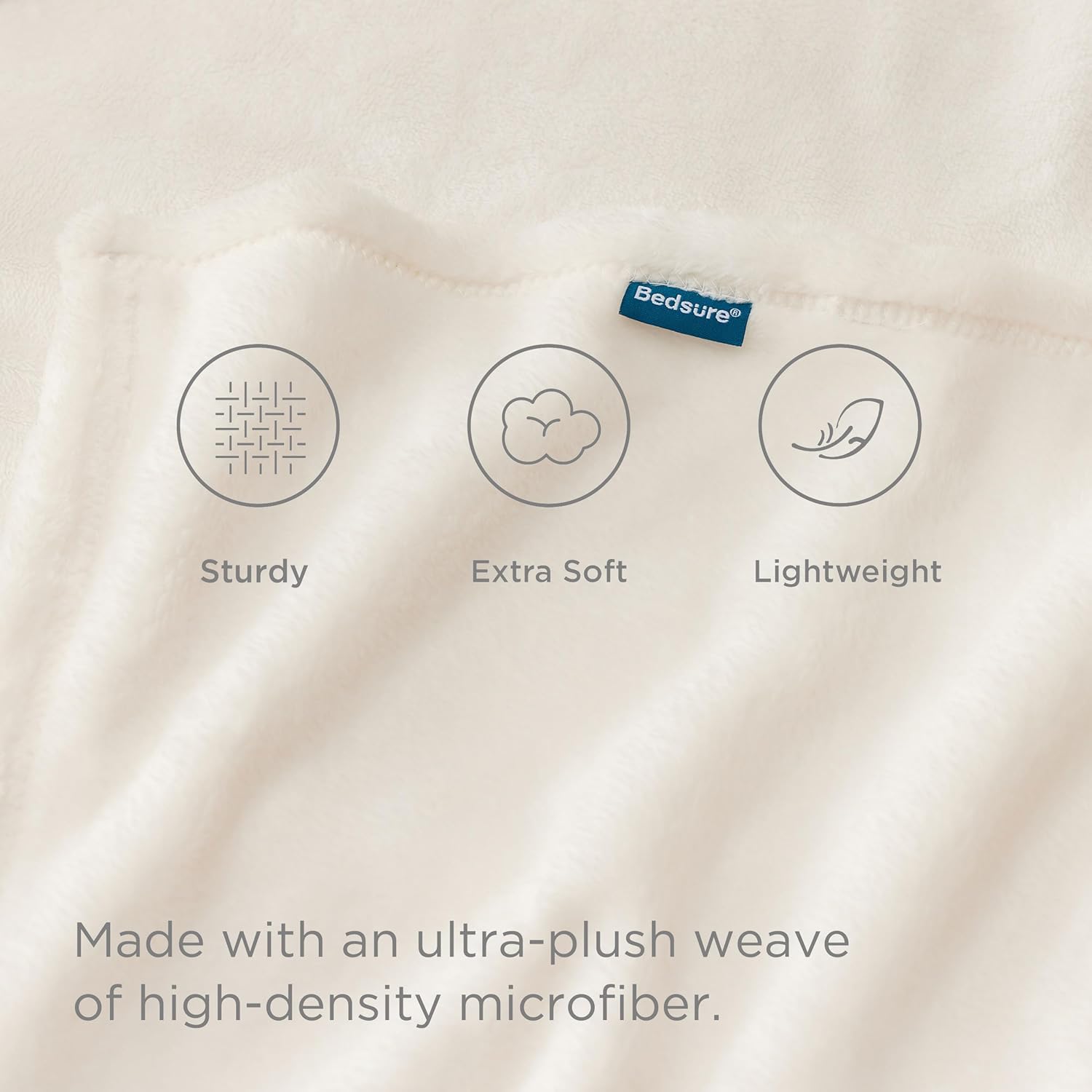 Bedsure GentleSoft Fleece Blanket - Soft, Lightweight Plush Queen Size Cream Blanket, 90x90 Inches