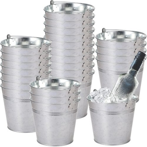 Didaey 24 Pack Galvanized Metal Buckets Bulk 6 Inch Small Ice Buckets Iron Candy Pail with Handle for Garden Planters Vase Table Centerpieces Crafts Wedding Party Favors Accessories Decorations