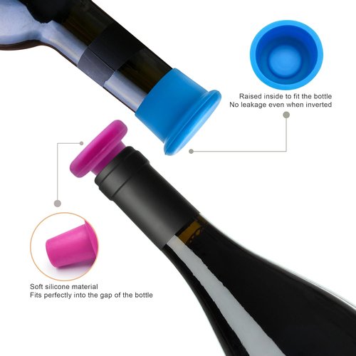 10 PCS Silicone Wine Stoppers, Reusable Beer Wine Corks, Sparkling Bottle Stopper, Wine Bottle Caps，Glass Corks Beverages Beer Champagne Bottles for Corks to Keep Wine Storage Fresh Tools