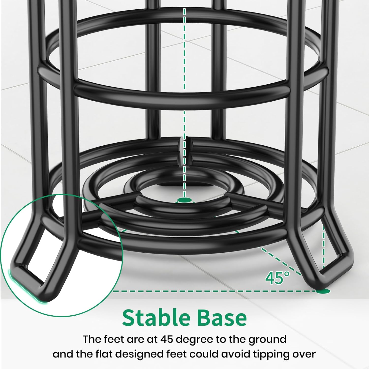 TomCare Toilet Paper Holder - Free-Standing Metal Wire Dispenser for 3 Spare Rolls | Black Bathroom Organizer