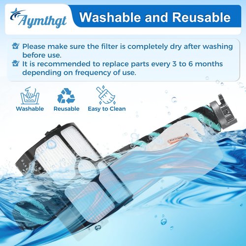 Aymthgt HZ4002 Replacement Filter Kit For Shark Power Detect Ultra-Light Corded Stick Vacuum HZ4002 HZ4000,1 Roller Brush, 2 Pack Hepa Filters+ 4 Pack Foam & Felt Filters + 4 Aroma