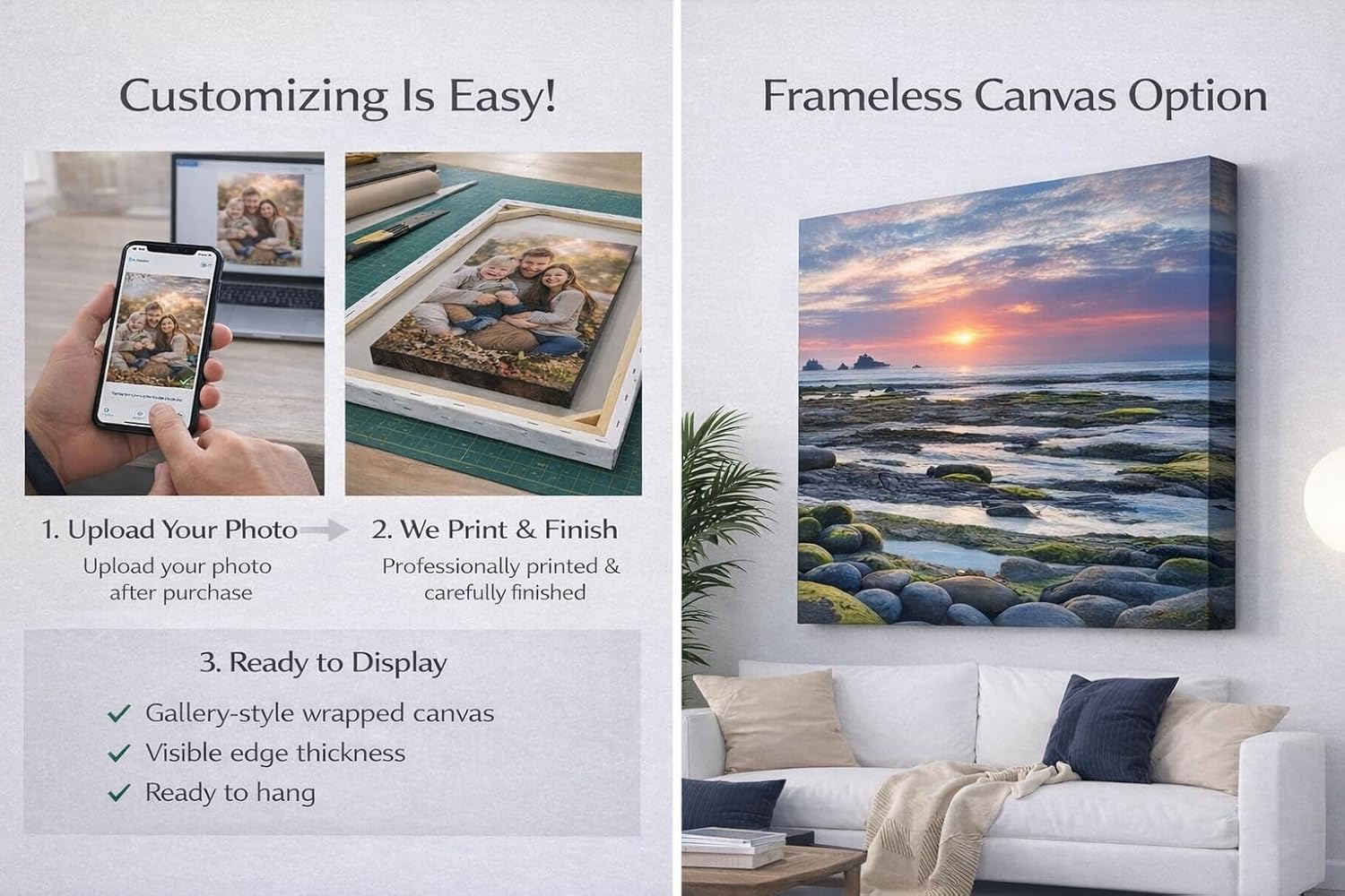 ZXDZSM Custom Canvas Poster - Personalized Photo Wall Art | Unframed 24" x 36" Size
