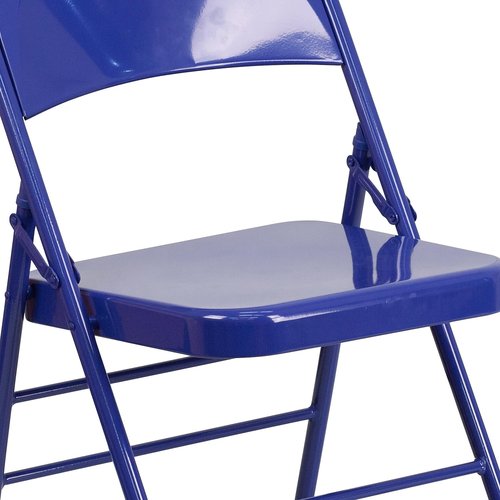 Flash Furniture 2 Pack HERCULES COLORBURST Series Cobalt Blue Triple Braced & Double Hinged Metal Folding Chair