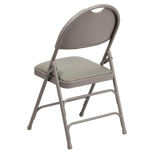 Flash Furniture 2 Pack HERCULES Series Ultra-Premium Triple Braced Gray Vinyl Metal Folding Chair with Easy-Carry Handle