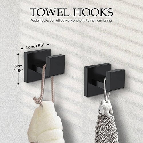 Matte Black Bathroom Hardware Accessories Set 5-Pieces Black Towel Bar Set Stainless Steel Towel Holder Set 16 Inch Towel Bar,Towel Racks Set for Bathroom Wall Mounted