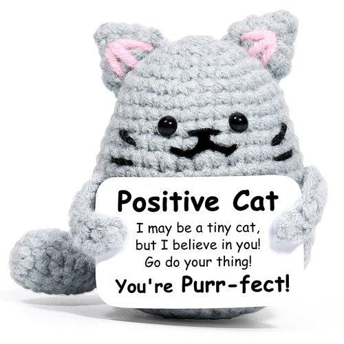 AICase Inspirational Crochet Positive Cat Animals Gifts, Easter Basket Stuffers Emotional Support Nuggets Funny Cat Lover Gift for Women Men Her Mom Dad Birthday Cute Themed Decor Stuff Merch