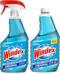 Windex Glass & Window Cleaner Spray Bundle - Original Blue Scent, 23 Fl Oz Spray & 32 Fl Oz Refill