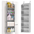 ULG 1-Pack Over Door Organizer with 5 Large Pockets 10 Mesh Side Pockets, 44 lbs Weight Capacity Hanging Storage Organizer with Clear Window for Bedroom Bathroom Kitchen, RV, Camper, Clear Grey