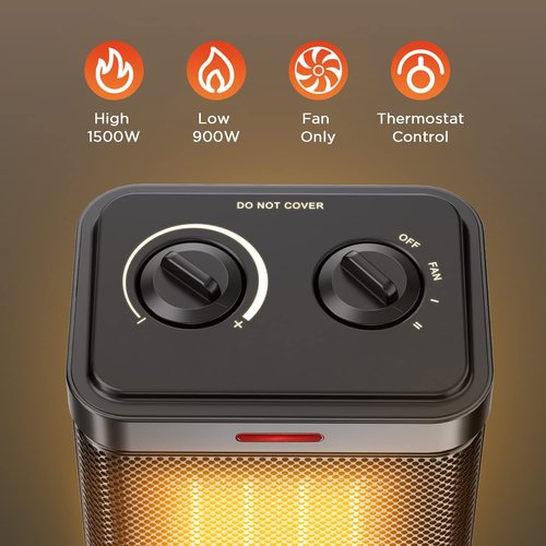 Space Heater for Indoor Use, 1500W Portable Electric Ceramic Heater, Small Space Heater with Thermostat, 2S Fast Heating, Overheating & Tip-Over Protection, Office, Home