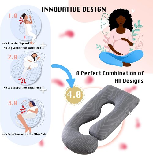 Allopera Pregnancy Pillow - Full Body Maternity Support 57" | Removable Washable Cover, 100% Cotton for Comfort