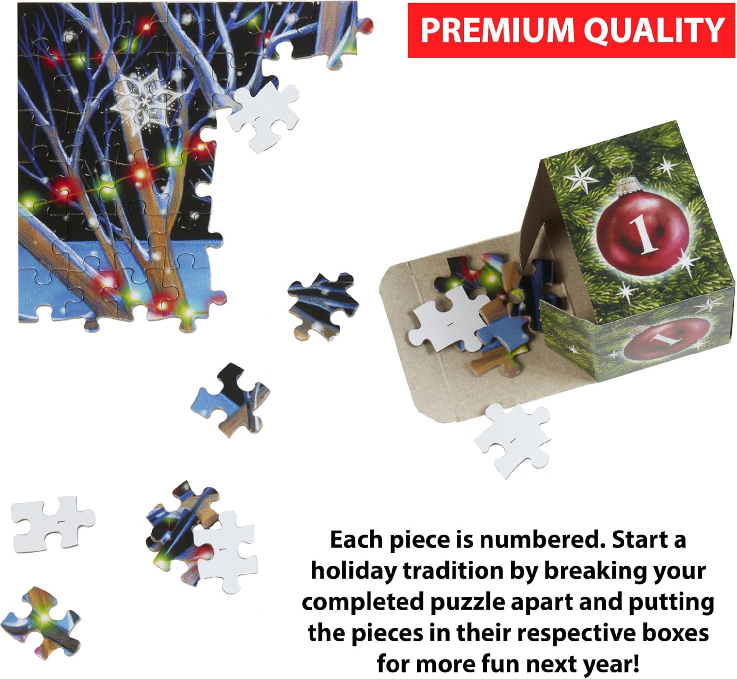 Vermont Christmas Company Advent Calendar Jigsaw Puzzle - 1000 Pieces for Year-Round Holiday Cheer