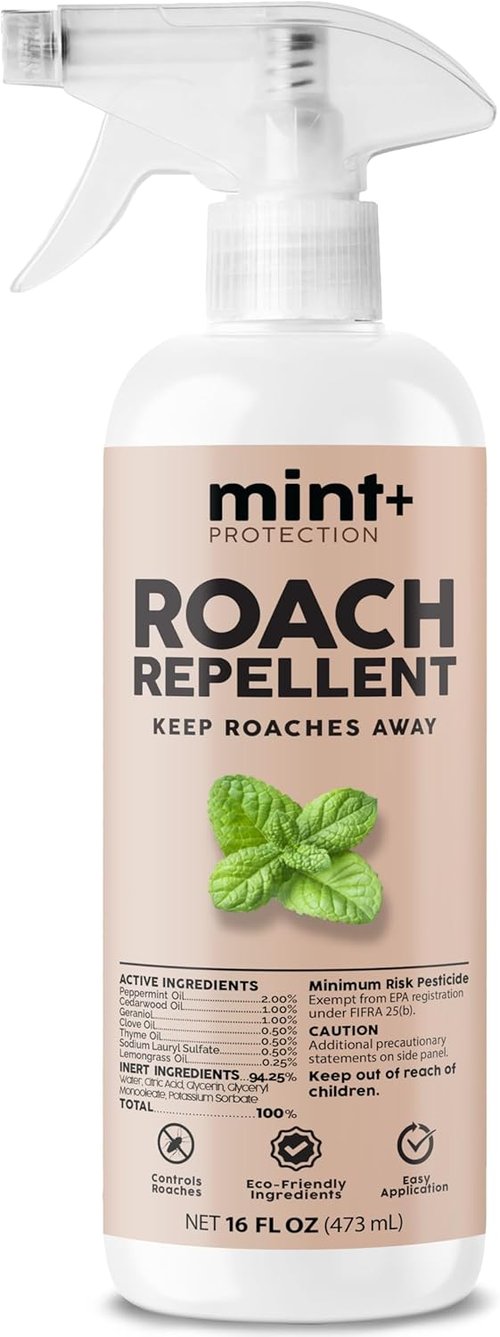 Mint+ Roach Repellent Spray - Long-Lasting Indoor & Outdoor Cockroach Control, 16 oz (475mL)