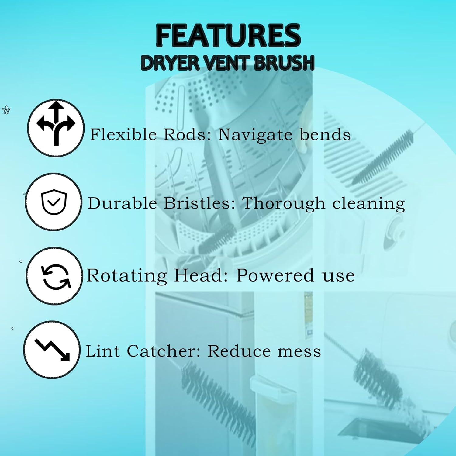 Skiennix Dryer Vent Cleaner Kit - 2-Piece Lint Brush & Vacuum Hose Attachment for Dyson V7-V15