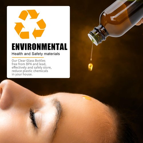 YINGERHUAN 8oz Glass Vanilla Extract Bottles,10 Pack Round Amber Glass Boston Bottles with Caps ， Stickers and Funnel ，Applicable to Essential Oils, Wedding, Christmas