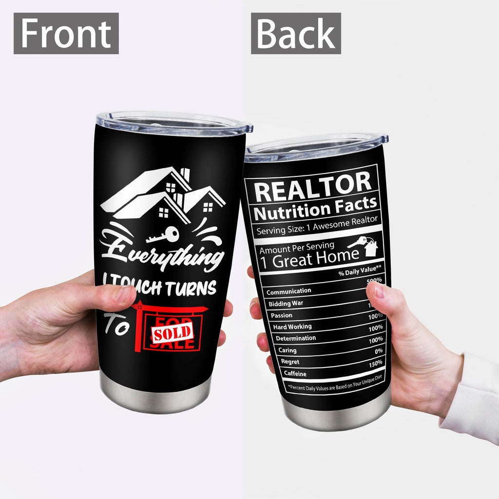 Coolertaste Realtor Gifts, Closing Gifts For Realtors, Gift For A Real Estate Agent Tumbler 20oz, Realtors Presents For Women Men, Funny Real Estate Presents Christmas, Salesman Birthday Gift Ideas