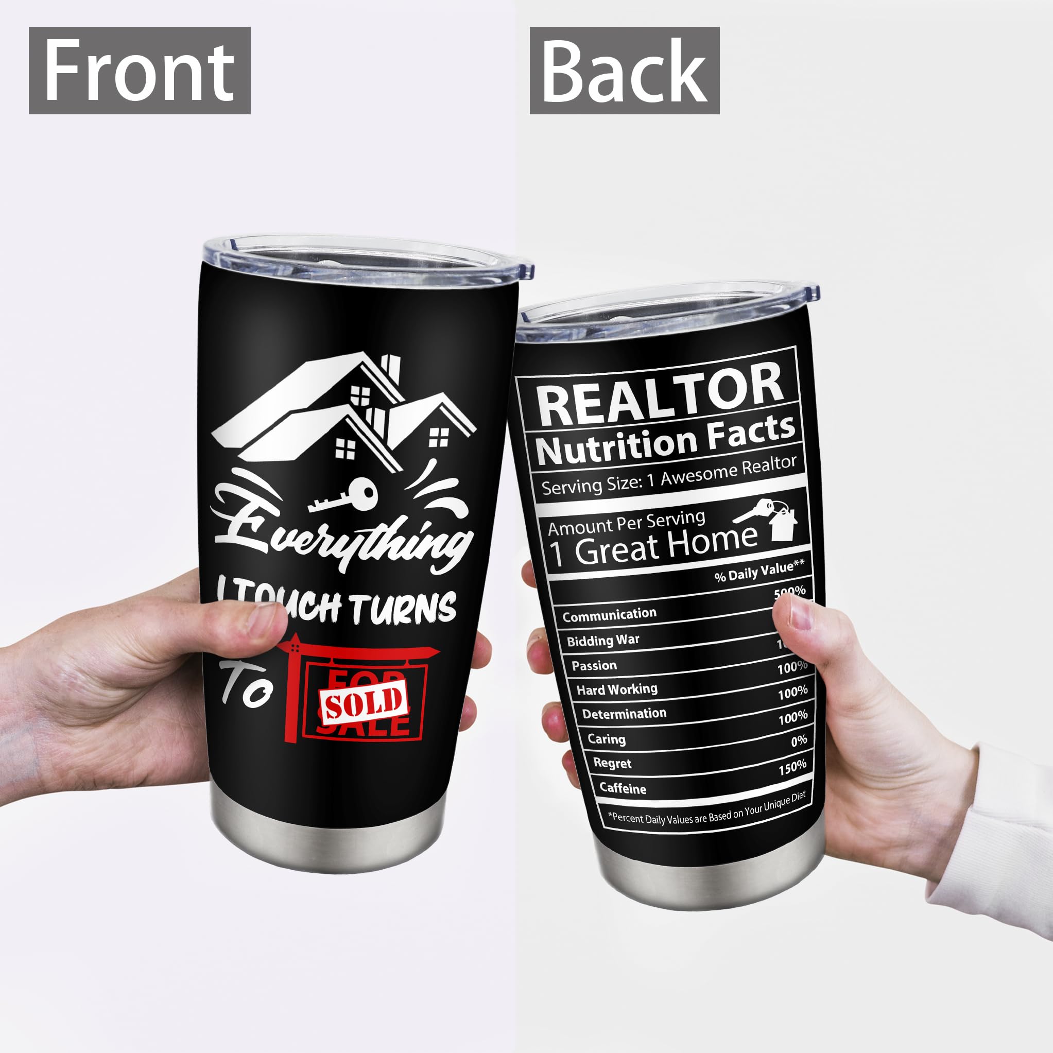 Coolertaste Realtor Gifts, Closing Gifts For Realtors, Gift For A Real Estate Agent Tumbler 20oz, Realtors Presents For Women Men, Funny Real Estate Presents Christmas, Salesman Birthday Gift Ideas