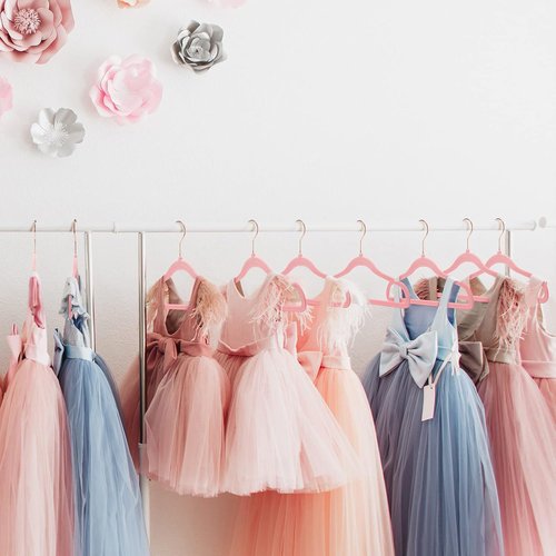 HOUSE DAY Velvet Kids Hangers - 60 Pack Premium Non-Slip 14 Inch Cute Childrens Closet Hangers | Blush Pink