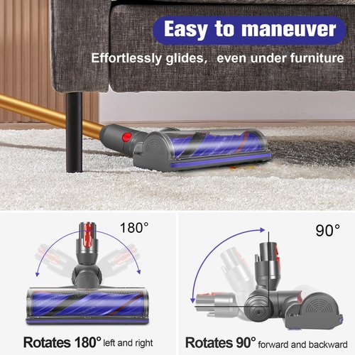 DrRobor Upgraded V12 V9 Anti-Tangle Motorbar Replacement Brush Head Compatible with Dyson V9 Motorbar / V12 Detect Slim Cordless Vacuum Cleaners, Lightweight Hardwood & Carpet Floor Attachment