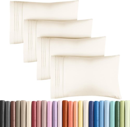 King Pillow Cases by [Brand Name] - Ultra Soft Hotel Quality | Wrinkle-Free, Stain & Fade Resistant - 4 Piece Set in Off White