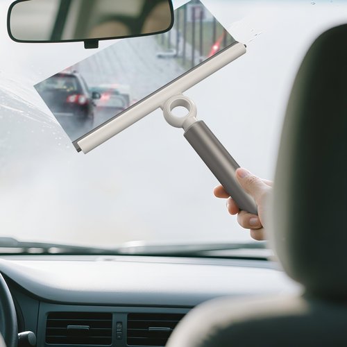 EHOMGUI Extendable Shower Squeegee for Glass Doors, Shower Squeegee with 10-Inch Silicone Blade, Telescoping Handle for Windows and Shower Glass, Silver