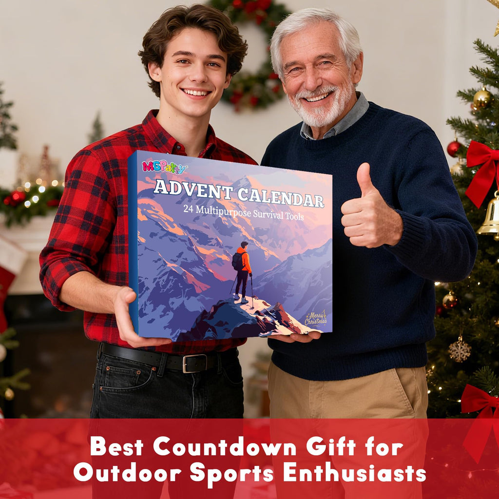 Survival Kit Advent Calendar 2025, 24 Days Outdoor Camping Gear Advent Calendar for Men, Tactical Emergency Survival Tools Gift Set for Dad Him Hunters Hikers Preppers Christmas Countdown Box