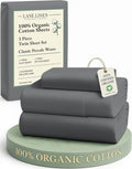 LANE LINEN 100% Organic Cotton Twin Bed Sheet Set - Soft, Comfy, Naturally Cooling Percale Weave | Charcoal Color