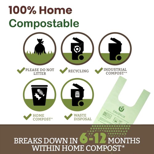 Small Compost Bags 2.6 Gallon with Handles,0.71 Mil Extra Thick Kitchen Food Scrap Bags,Compostable Trash Bags mini Certified by BPI &Europe OK Compost, 9.84L