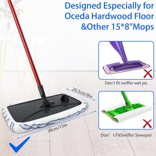 10 Pack Microfiber Mop Pads Covers Replacement Compatible with Oceda,Terry Cloth Mop Refills 15x8 Inch Pads for Wet Dry Hardwood Floor Cleaning, Washable & Reusable Mopping Pads