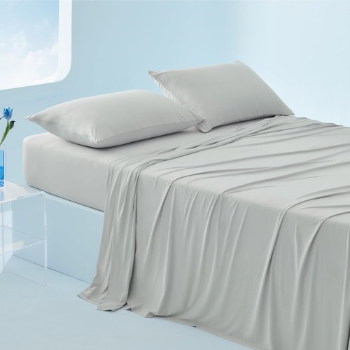 Bedsure Cooling Sheets Queen Size, Cooling Bed Sheets for Hot Sleepers, Chill Cool Sheet, Deep Pocket Up to 18 Inches, Soft & Breathable Queen Sheet Set, 4 Pieces, Grey