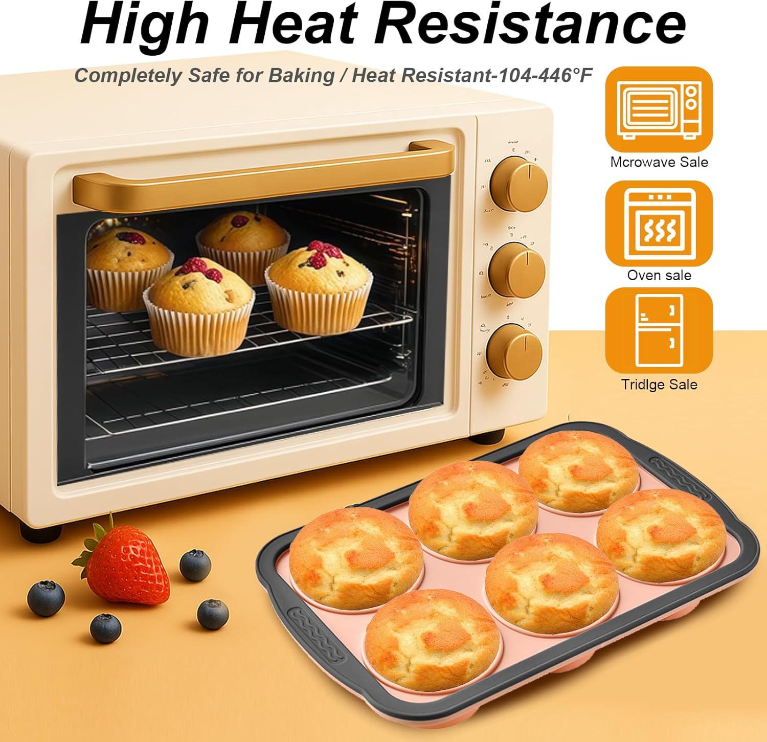 Skiennix Silicone Muffin Pan - Nonstick 6-Cup Baking Molds | BPA-Free, Easy to Clean, Pink