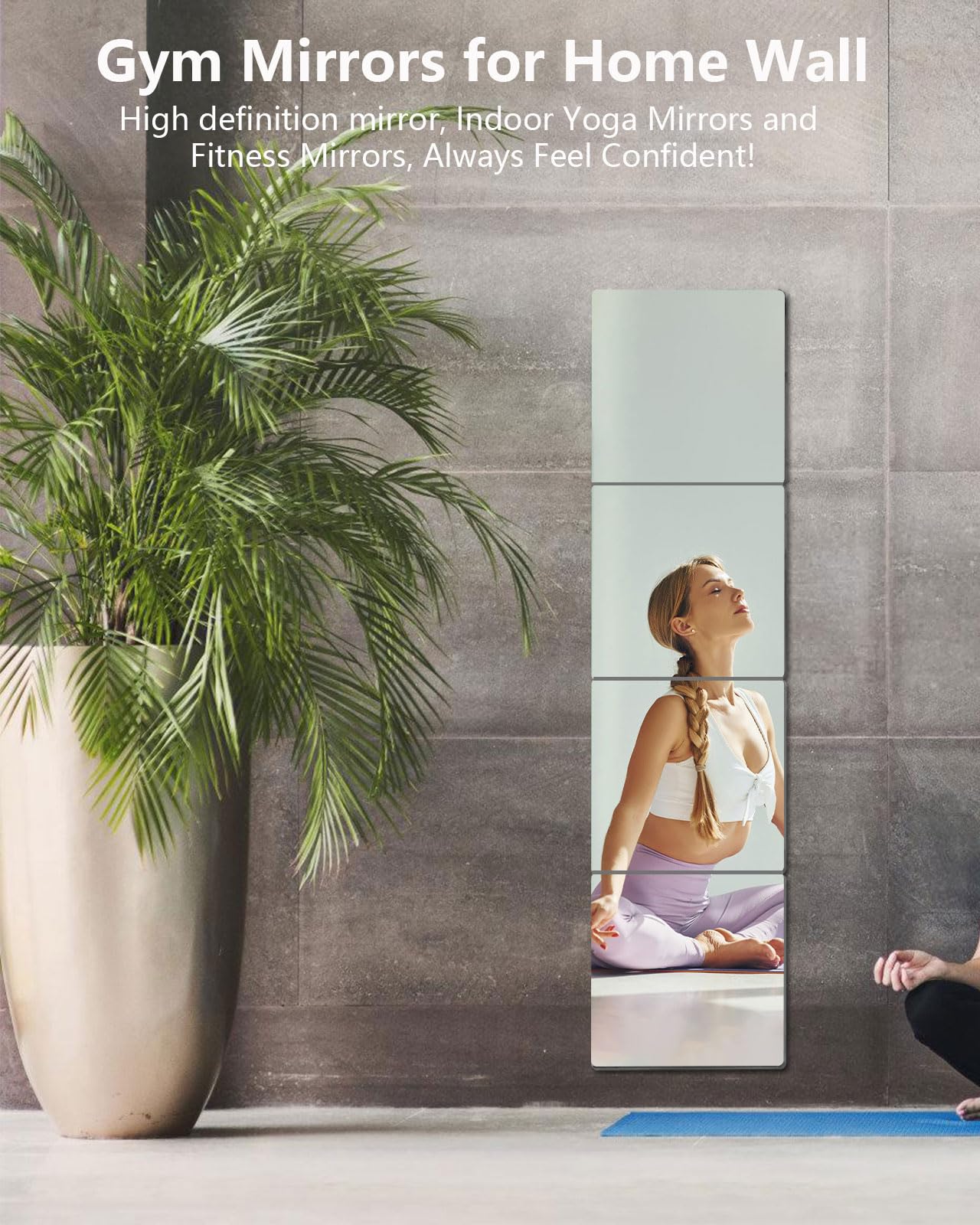 Unbreakable Mirror Tiles, 4PCS 10”x10” Peel And Stick on Mirror for Wall Mirrors Decorative, Toddlers for Kids Bedroom, Plastic Gym Frameless Door Small Adhesive Mirrors for Classroom Decor Stickers