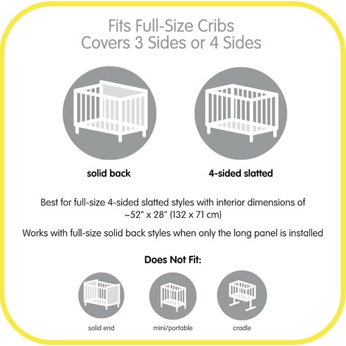 BreathableBaby Breathable Mesh Liner - Classic 3mm Mesh for Full-Size Cribs | White, Covers 3 or 4 Sides