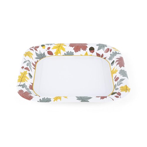 Glad Square Disposable Paper Plates, Falling Foliage Pattern - Strong, Sturdy, Soak Proof, and Microwavable Decorative Plates for Dinner and Everyday Use, 10 Inch, 20 Count - 24 Pack