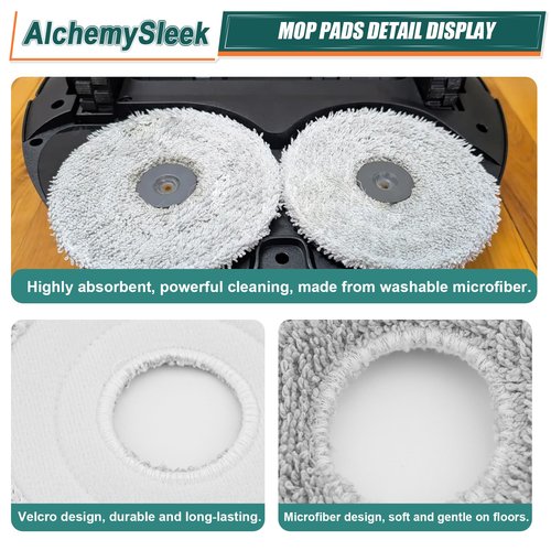 AlchemySleek P10 Pro Ultra Replacement Accessories Kit for MOVA P10 Pro Ultra/P50 Pro Ultra Vacuum Cleaner Parts, Include 2 Side Brushes, 2 Filters, 4 Mop Pads, 4 Dust Bags,12Pcs