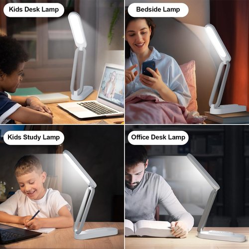 Giryuhd LED Desk Lamp - Rechargeable & Portable Light with 3 Brightness Levels | Ideal for Home & Office (White)