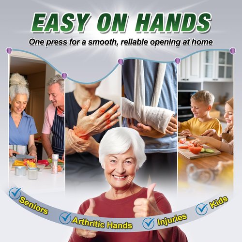 Electric Can Opener, One Press Start/Stop, Automatic Can Opener with Smooth Edge, Hands Free, Battery Powered, Electric Can Openers for kitchen, Can Openers for Seniors with Arthritis