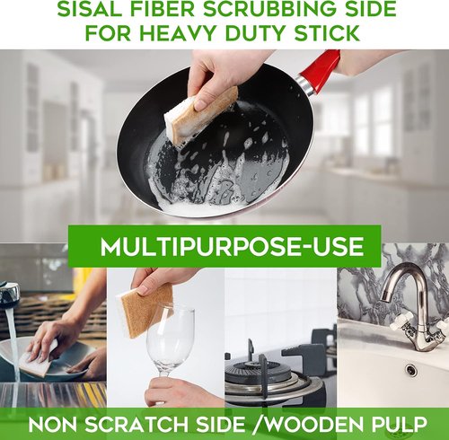 Natural Sponges 9-Pack | Eco-Friendly Non-Scratch Scrub Sponges & Biodegradable Sisal Scrubbers