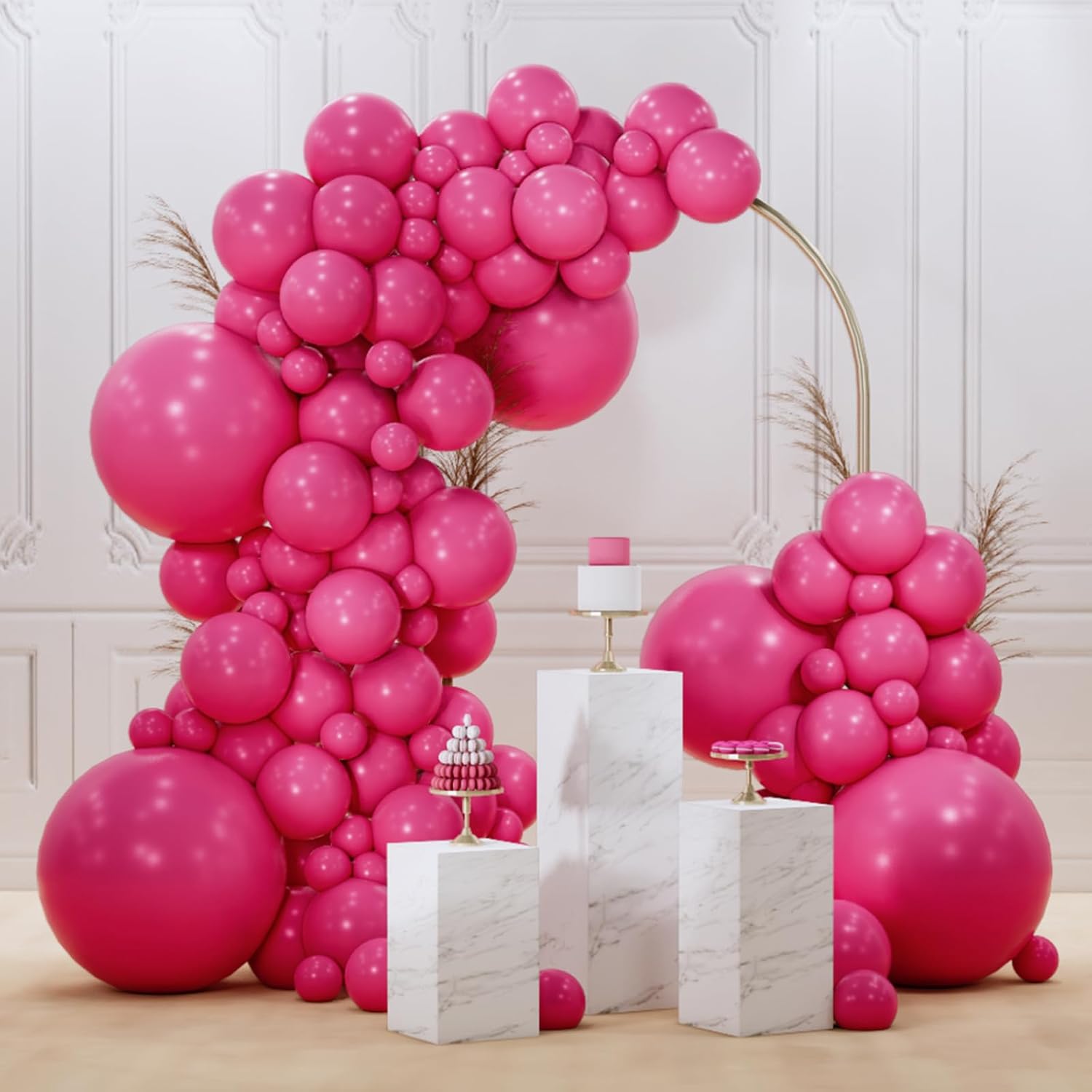 PartyWoo Hot Pink Balloons - 145-Piece Arch Kit with Various Sizes for Baby Showers & Birthdays