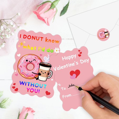 Roosyo 36 Pack Valentines Day Cards for Kids School – 4.7 x 3.2 in Funny Classroom Valentine Cards, 9 Cute Designs with Envelopes & Stickers for Boys, Girls & Teachers