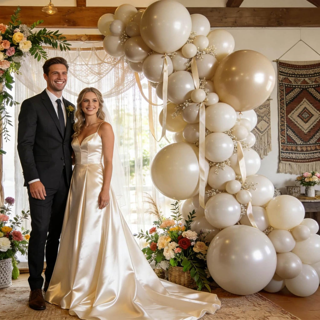 Skiennix 12-Inch Sand White Latex Balloons - 110 Pack for Birthday Parties, Baby Showers & Weddings