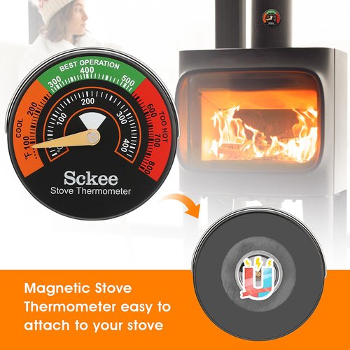 Magnetic Stove Temperature Gauge - Multi-Fuel Stove Thermometer for Gas, Wood, Pellet Stoves & Fireplaces (1PCS)