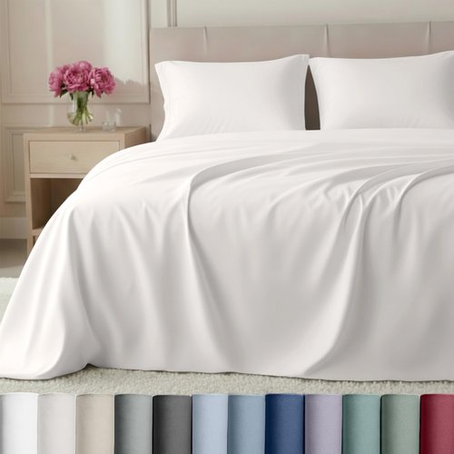 California Design Den Queen Sheets Set - Soft 800 Thread Count Sateen, 100% Cotton Bed Sheets Set with Deep Pockets, Durable Bedding - True Ivory