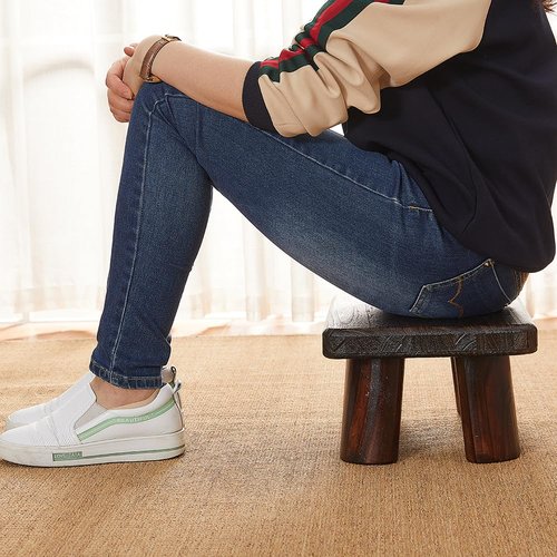 SINOBEST Wooden Stool, Rectangular Bedside Step Stool, Step Ladder for Kitchen & Bathroom, Foot Rest Stool Under Desk, Super Sturdy Hold Up to 500 LBS