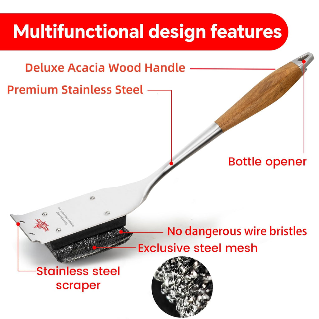 XUDAKAIXIN Bristle-Free Steam Grill Brush – No Bristle Shedding, with Replacement Head. Ultra-Safe & Efficient Cleaner for Cast Iron and Stainless Steel Outdoor Grills